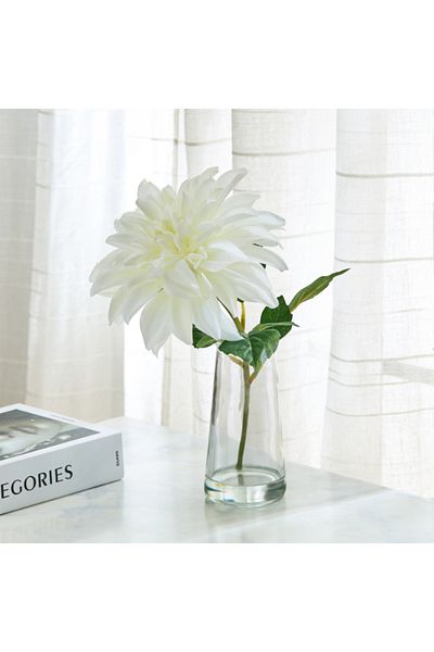 Home Box Liara Dahlia Flower Arrangement with Still Water in Glass Bottle 30 cm