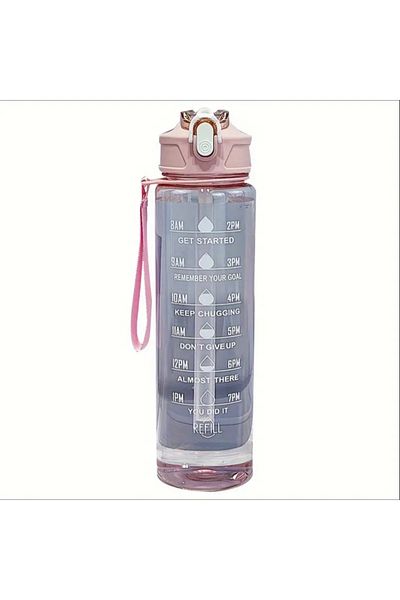 Choice Pink 800ml/27oz Large Capacity Sports Water Bottle Leak Proof Plastic Drinking Cup With Time Scale S