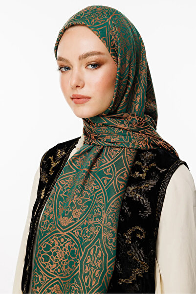 Mooncorn Morocco Pattern Double Sided Shawl Emerald-Apricot
