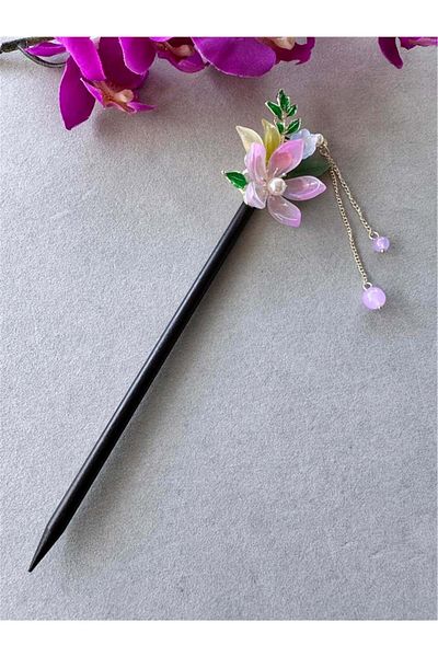 Pelin Aksesuar Stick de coc japonez cu flori roz