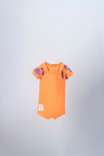 wakawakakidsstore Watermelon Patterned Orange Strappy Baby Jumpsuit