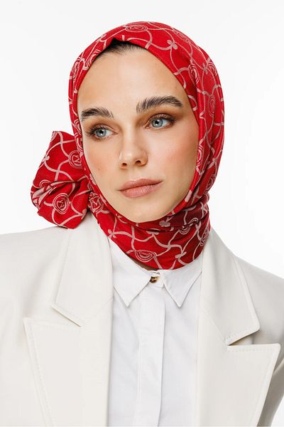 Mooncorn Σάλι διπλής όψης Marrakech Pattern Claret Red-Mint Green