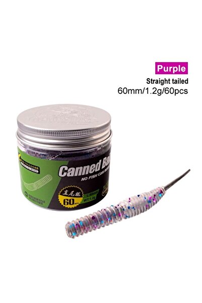 Choice طُعم صيد صغير ناعم من نوع الروبيان والديدان 60 مم أرجواني 1.2 جرام 6 س...