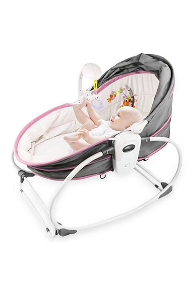 TEKNUM 6 - in - 1 Cozy Rocker Bassinet with Wheels, Awning & Mosquito net - Pink