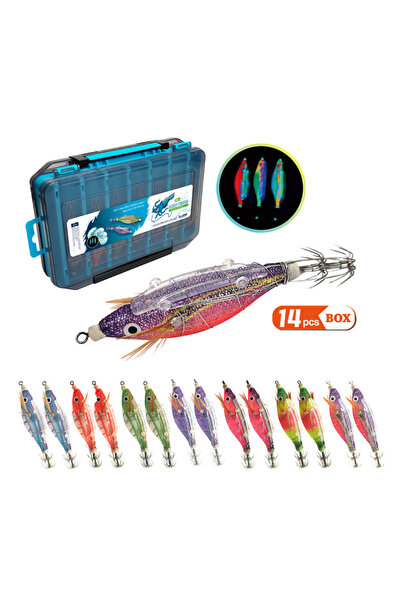 ilure طُعم صيد جديد أزرق مكون من 14 قطعة من Webfoot Octopus Egi، خطاف Egi الا...