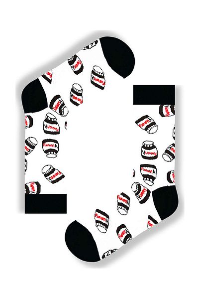 CARNAVAL SOCKS Λευκές κάλτσες με σχέδια Nutella