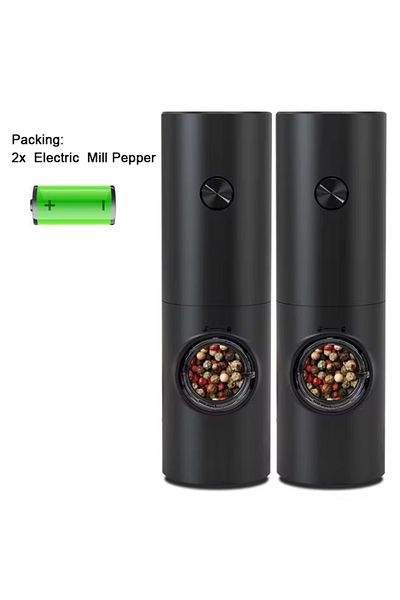 Choice black Electric Automatic Mill Pepper And Salt Grinder With Base Set Battery Powered With LED Light A