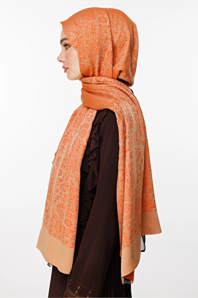 Mooncorn Σάλι διπλής όψης με μοτίβο χεννάριο κανέλα-μπεζ