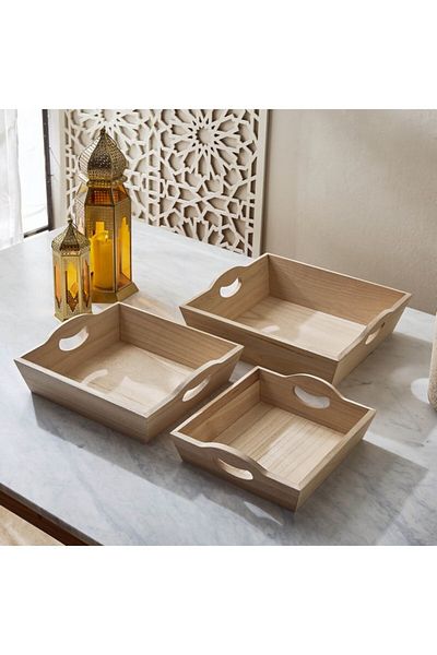 Home Box Paulownia 3-Piece Wooden Box Set