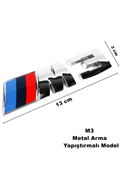 midline BMW M3 metal arma yapıştırma spor krom M3 yazı desenli metal arma bag...