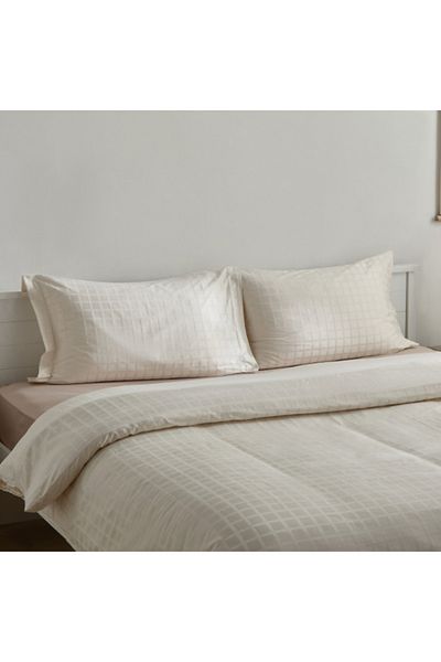 Home Box Opulent Luxe 3-Piece Cotton Solid Dobby Queen King Duvet Cover Set 220x220 cm