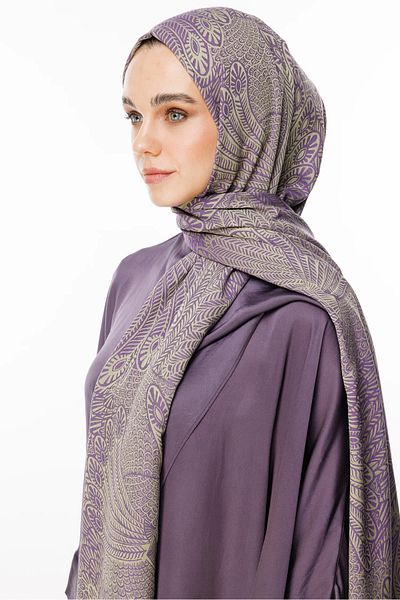 Mooncorn Σάλι διπλής όψης με μοτίβο Olive-Purple Mayra