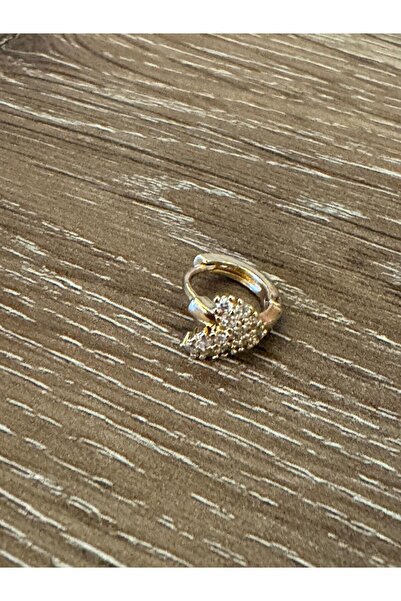 misstakıjewerly Steel Gold Color Stone Curved Cartilage Earrings