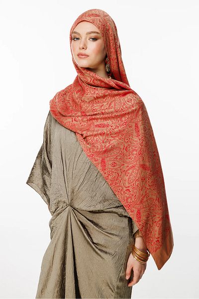 Mooncorn Velora Pattern Double Sided Shawl Mink-Red