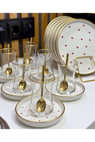 Onedekor 18 Piece Modern Love Cake Tea Time Set