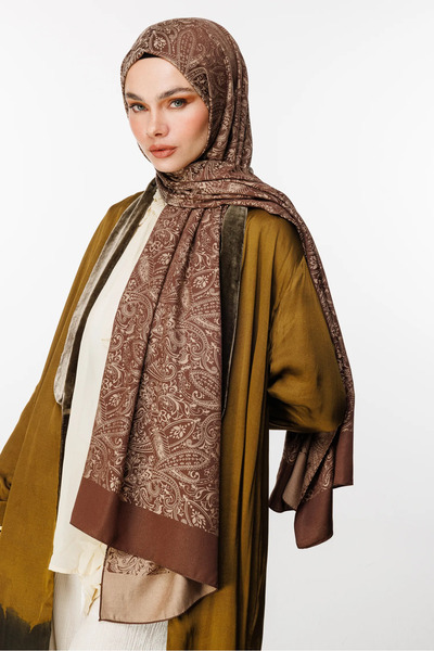 Mooncorn Σάλι διπλής όψης με σχέδιο Velora Bitter καφέ-μπεζ