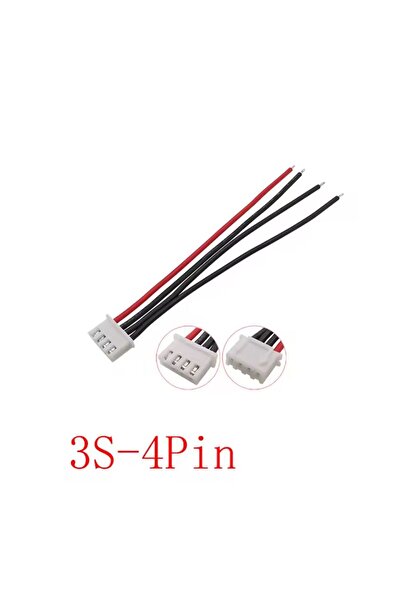 BENİMOLMALI 1 adet JST XH 2.54mm kadın soket Lipo pil denge tel uzatma şarj fiş konnektörü 3s 4pin 10cm