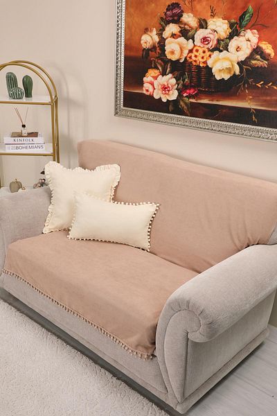 Aisha's Design Pom-Pom Armchair Cover 180X155 Cm,Ko-34Ik