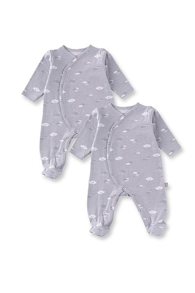 Boumini Gray Cotton 2-Piece Baby Romper and Booties Set - Smiling Clouds