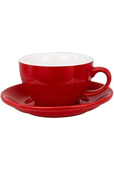 MIBRU Coffee ceramic cup with plate 200ml red