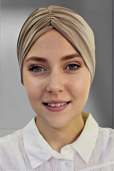 Uniquetrenders Women's Luxury Sandy Fabric Tied Pleated Hijab Bonnet