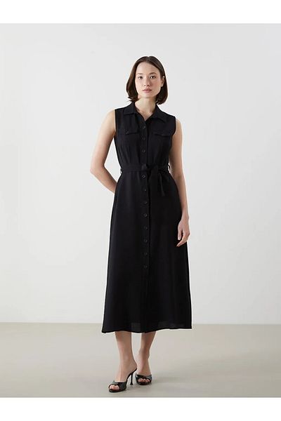 LC Waikiki Γυναικείο πουκάμισο LCWAIKIKI Classic Black Muslin