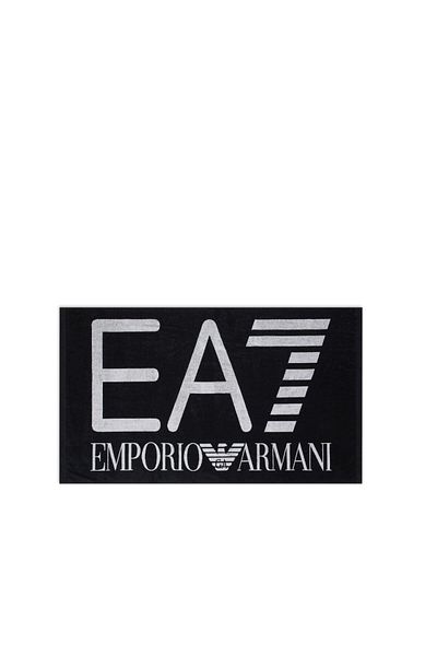 EA7 Πετσέτα θαλάσσης Unisex Jacquard Oversized Cotton - Μαύρη με λογότυπο EA7 7X 000102   AF13300-UC001