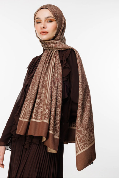 Mooncorn Σάλι διπλής όψης Lavin Pattern Bitter καφέ-μπεζ