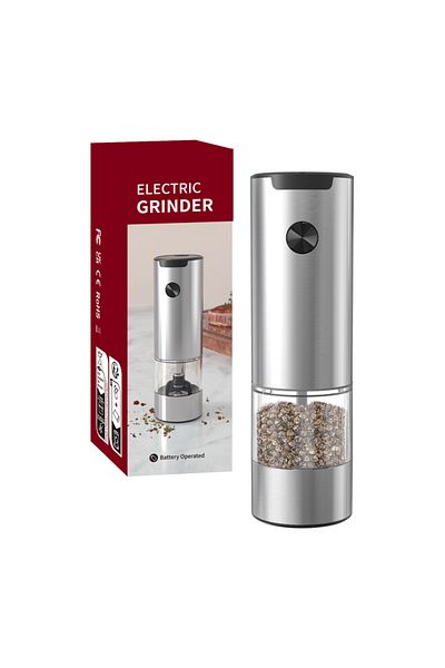 FLYMUYU 1PCS Metal Shell Electric Salt And Pepper Grinder With Adjustable Coarseness Refillable Mills Batter