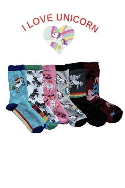 vtex socks 6-пакет безшевни детски чорапи с дизайн на еднорог