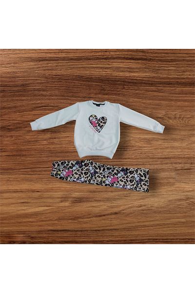 DerinHome Kuromi Printed Leopard Print Top Combed Cotton Six Twill Spanish Tights Suit