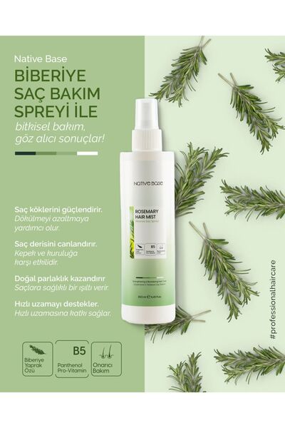 Native Base Biberiye Suyu Spreyi %96 Doğal İçeriğiyle Dökülme Karşıtı ve Hızlı Saç Uzamasını Destekleyici 250 Ml