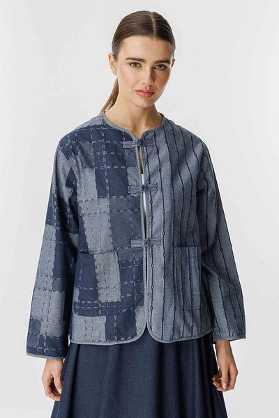Hooopstore Μπουφάν με μοτίβο τζιν με υφή Navy Blue