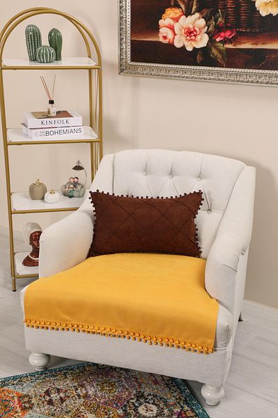 Aisha's Design Pom-Pom Armchair Cover 90X75 Cm,Ko-33T