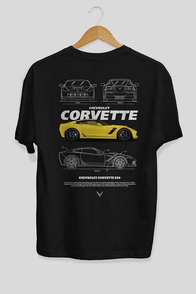 Ankhises Chevrolet CORVETTE Μαύρο μπλουζάκι Oversize - Ανδρικά και Γυναικεία Ποδηλάτες