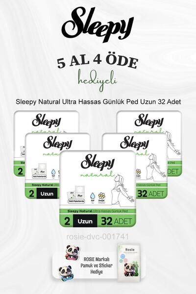 Sleepy Natural Ultra Hassas Günlük Ped Uzun 32 Adet 5 Al 4 Öde ve Rosie Pamuk