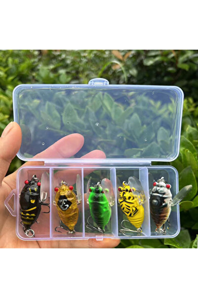 Choice 5 قطع من طُعم صيد السمك Cicada Crankbait بألوان مختلطة وعيون ثلاثية ال...