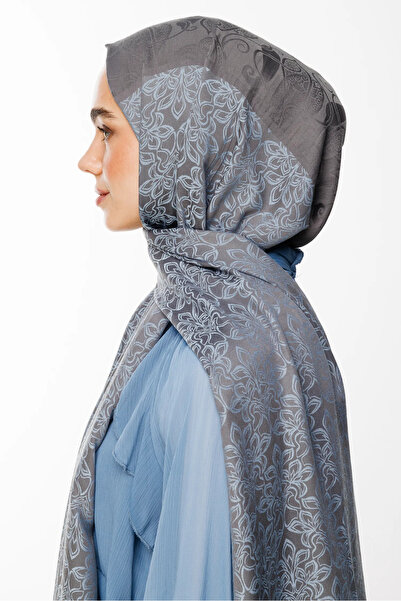 Mooncorn Nora Pattern Double Sided Shawl Dark Gray-Light Blue