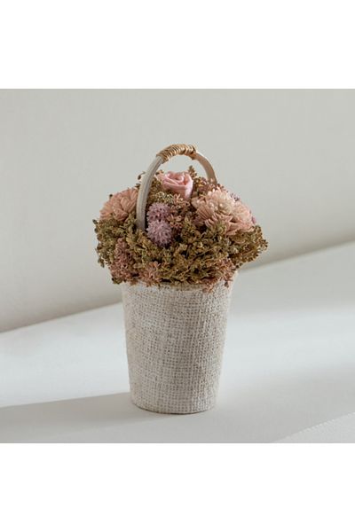 Home Box Caven Mix Shola Arrangement in Round Jute Planter 11.5x11.5x17.5 cm