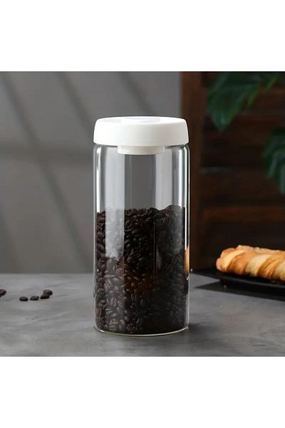 MIBRU 1200ml Glass Coffee Pot with Air Valve Lid White