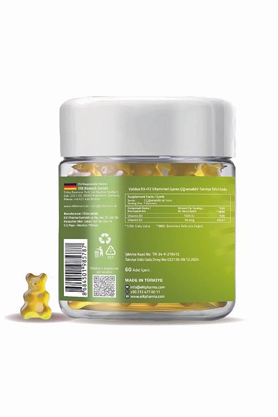 Validus 60 Gummies with Vitamin D3 and K2 - 1000 Iu, 50 Mcg