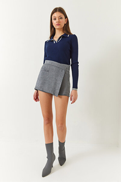 Bianco Lucci Women's Hidden Zipper Detailed Glitter Clamshell Shorts Skirt 8399 60261431