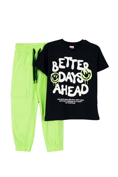Hopi Kids Set pentru bărbați cu hanorace și pantaloni cargo imprimați - bleumarin