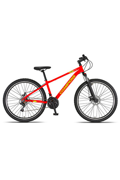 CHAMPIONS KAUNOS 27.5" Disk Fren 380 MM Neon Kırmızı - Yeşil Ön Amortisörlü Bisiklet