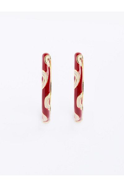 Jimmy Key Burgundy Thin Hoop Earrings