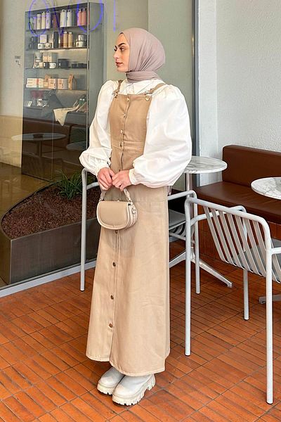 lamelif Γαλακτοκόκκινο Χρώμα Κουμπωτό Σαλοπέτα