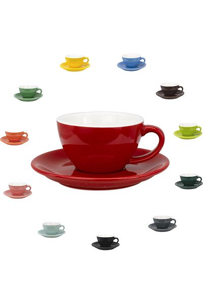 MIBRU Coffee ceramic cup with plate 200ml red