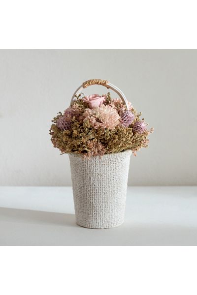 Home Box Caven Mix Shola Arrangement in Round Jute Planter 11.5x11.5x17.5 cm
