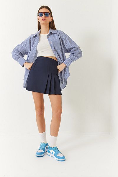 Bianco Lucci Damen-Mini-Atlas-Rock mit hoher Taille und Falten 7151 60261429