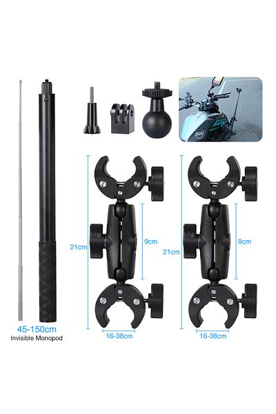 Choice 150cm-B Motorcycle Bike Panoramic Selfie Stick for insta360 One X2 X3 Monopod Handlebar Mount Bracke